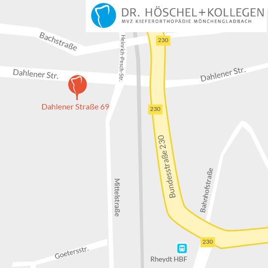 Link zu Google Maps: Mönchengladbach-Rheydt, Dahlener Straße 69-73, Dr. Höschel & Kollegen